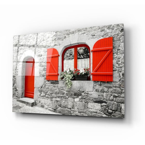 Klaasimaaling Punane uks ja aken - Insigne