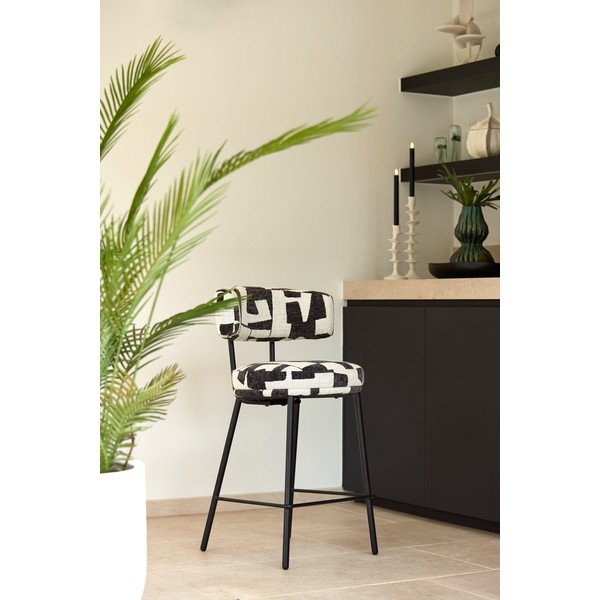Must/kreemjas polsterdatud baaritool Harvie - Light & Living-image-1