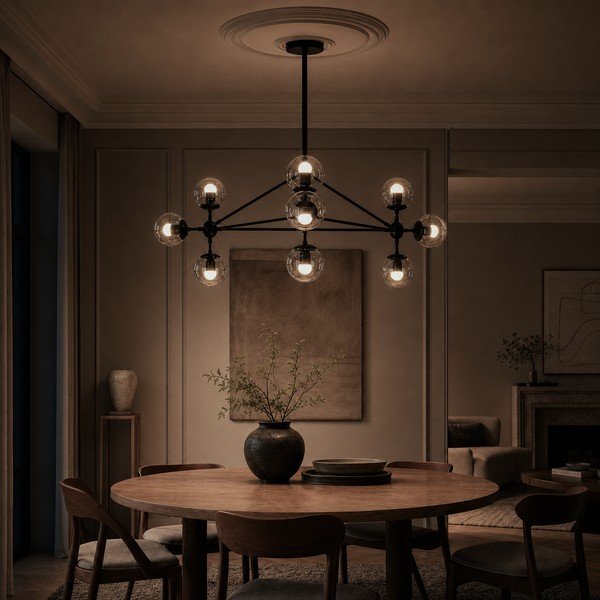 Must metallist ripplamp klaasist varjuga Abira - Premier Housewares-image-1