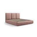 Heleroosa polsterdatud kaheinimese voodi koos voodipõhjaga ja panipaigaga 140x200cm Brody - Mazzini Beds