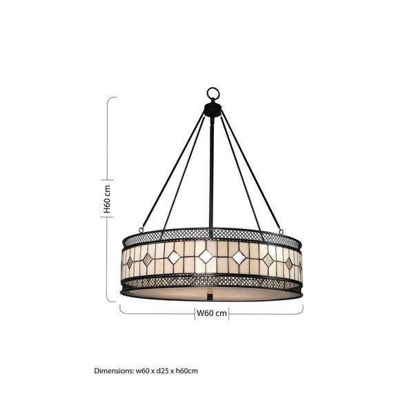 Metallist ripplamp klaasist varjuga, ø 60 cm Waldorf - Premier Housewares-image-4