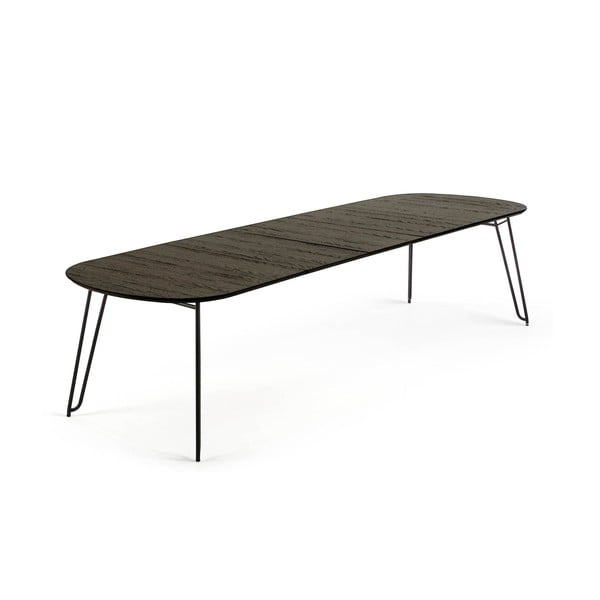 Tumepruun pikendatav tuhapuidu dekooriga söögilaud 100x170 cm Norfort – Kave Home-image-2