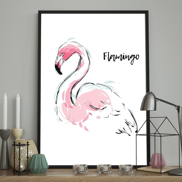 Plakat Aquarelle, 100 x 70 cm Flamingo - DecoKing