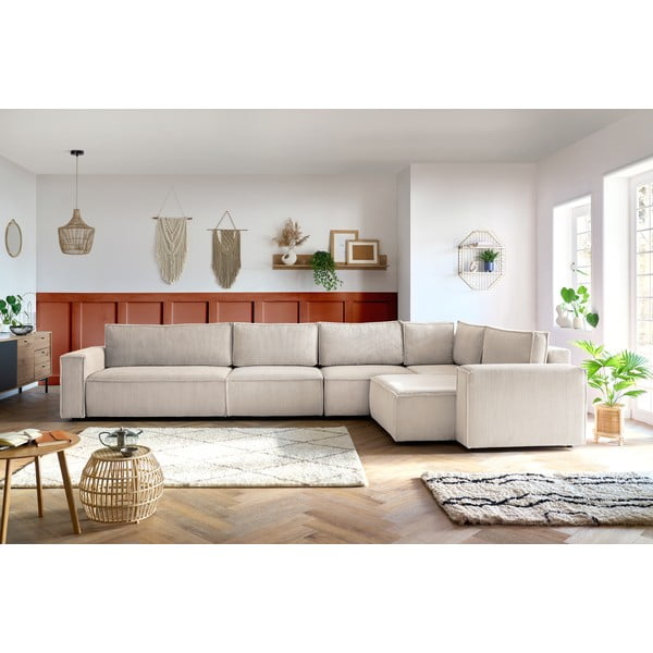 Kreem velvetist nurgadiivan, parem nurk  Nihad modular - Bobochic Paris-image-1