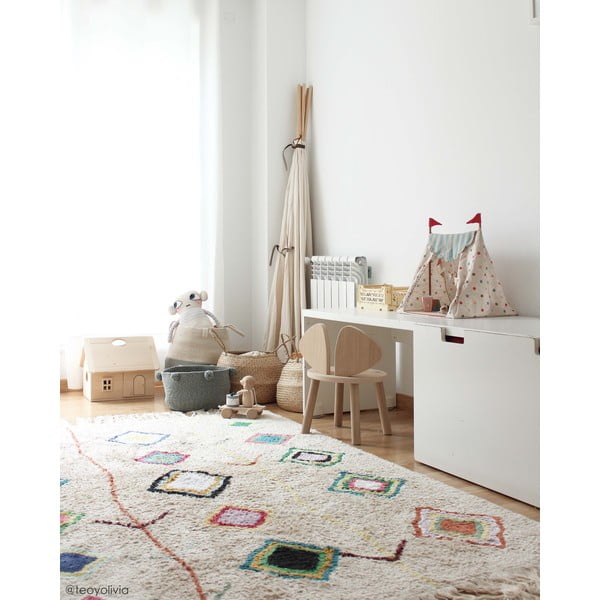 Kreem pestav käsitsi kootud puuvillane vaip 140x200 cm Kaarol - Lorena Canals-image-3