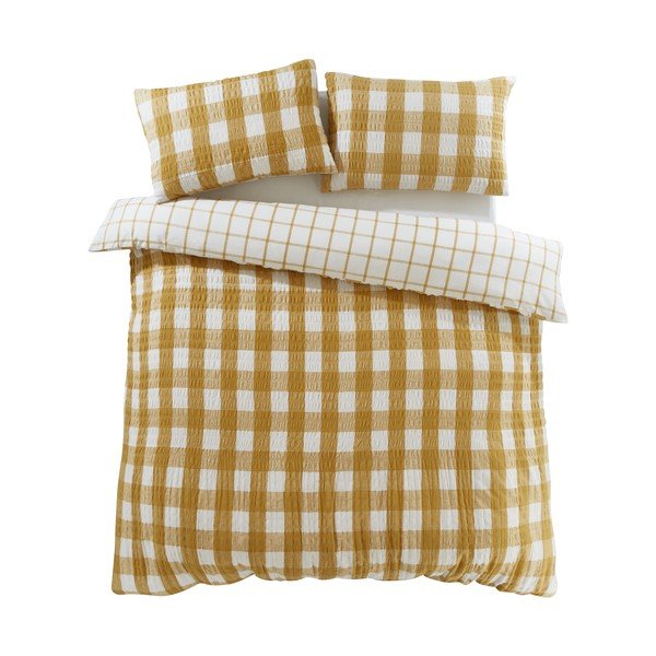 Kollane flanell voodipesu üheinimesevoodile 135x200 cm Gingham Check - Catherine Lansfield-image-2