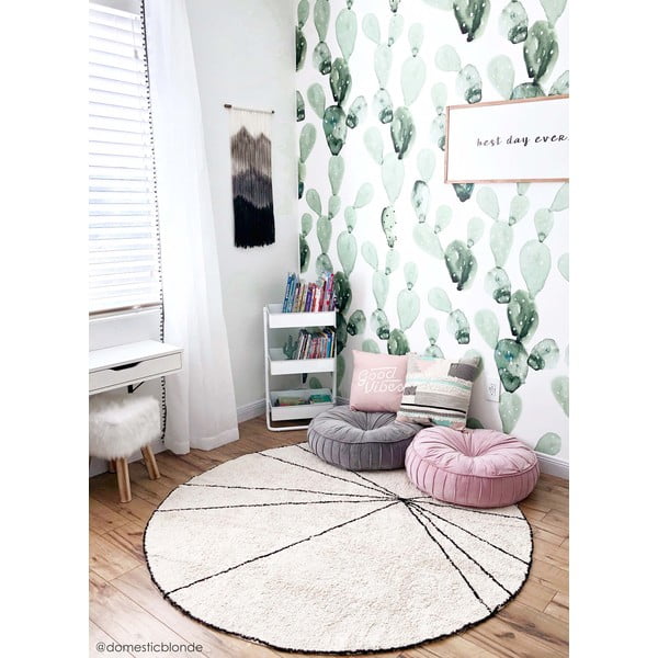 Kreem pestav käsitsi kootud puuvillane ümmargune vaip ø 160 cm Trace Beige - Lorena Canals-image-3