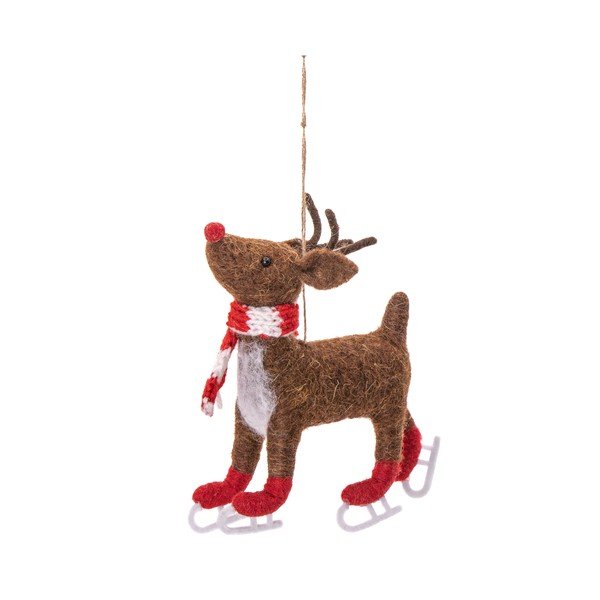 Tekstiilist käsitöö jõulukaunistus 13cm Skating Rudolph - Sass & Belle