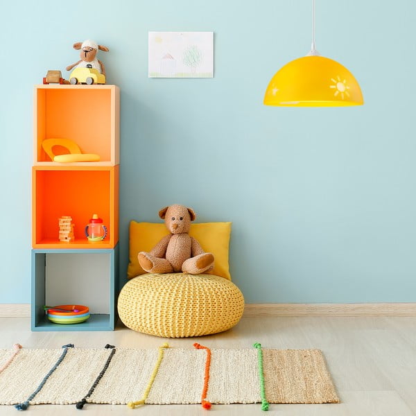 Ookerkollane lastelamp klaasist varjuga ø 30 cm laste valgusti Day & Night - LAMKUR-image-1