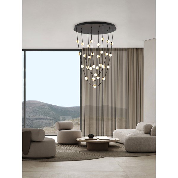 Mattmust alumiiniumist hämardatav LED-rippvalgusti akrüülklaasist varjuga, ø 84 cm Alcinoe - Nova Luce-image-1