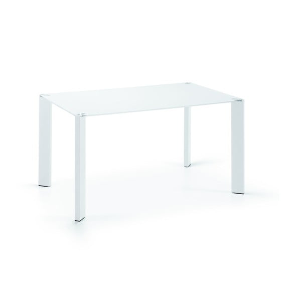 Jídelní stůl Corner, 140x90cm, bílé nohy/sklo