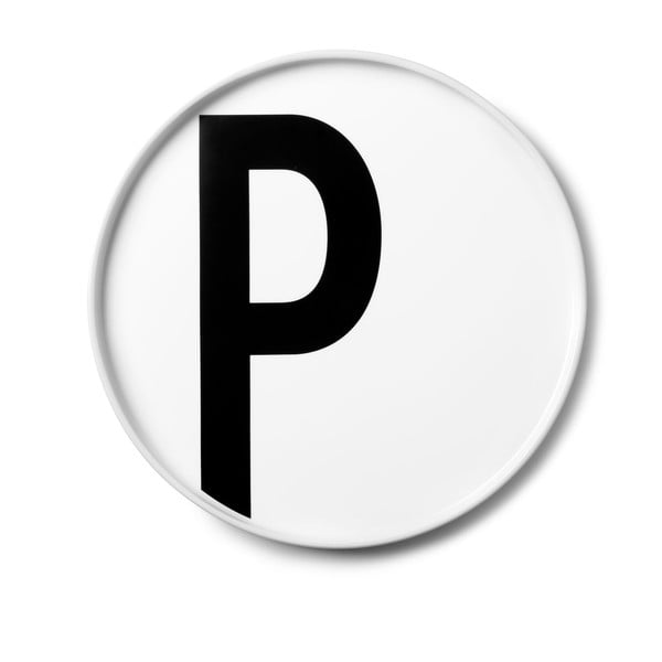 Valge portselanist magustoidutaldrik P, ø 21,5 cm A-Z - Design Letters