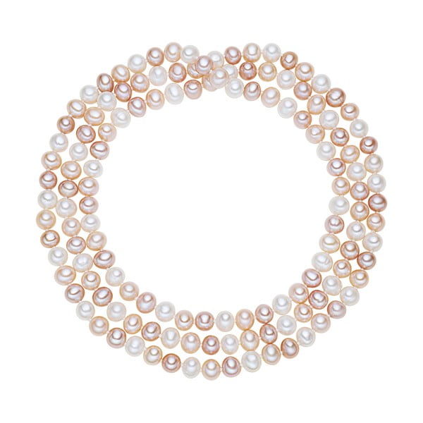 Bílo-růžový perlový náhrdelník The Pacific Pearl Company Chakra Pearls, 120 cm