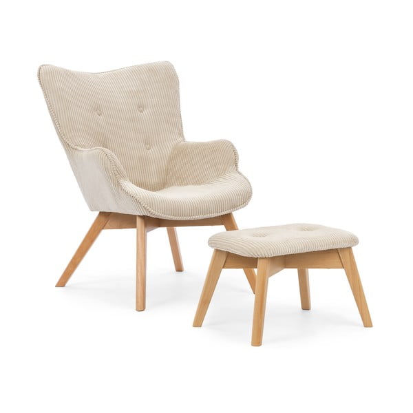 Beež velvetist tugitool koos jalatoega Niko - Ropez