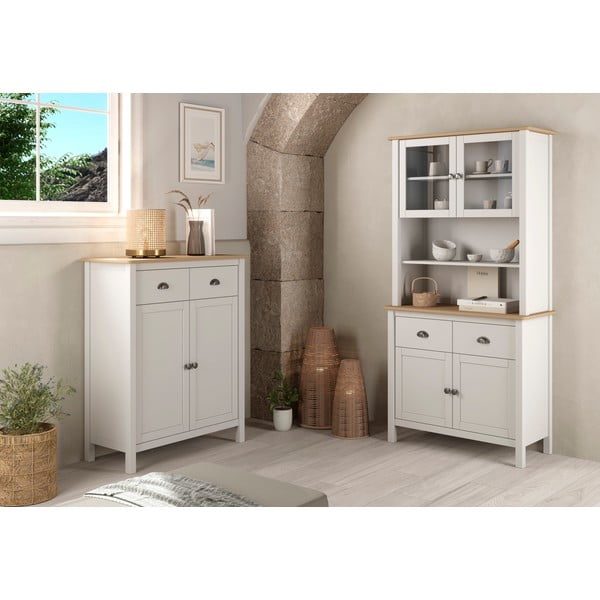 Valge/loomulik männi kõrge kapp 90x110 cm Misti - Marckeric-image-1