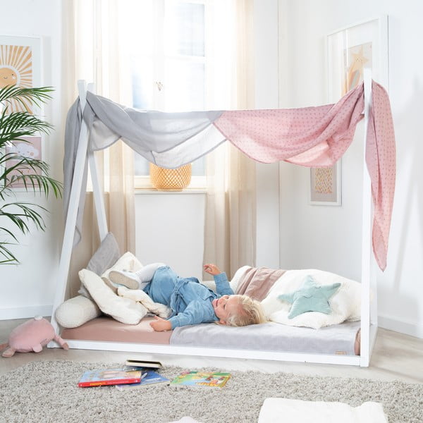 Valge majakujuline lastevoodi 70x140 cm Montessori - Roba-image-3