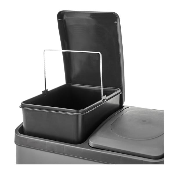 Roostevabast terasest pedaaliga prügikast sorteeritud jäätmete jaoks 40 l Litros - Casa Selección-image-3