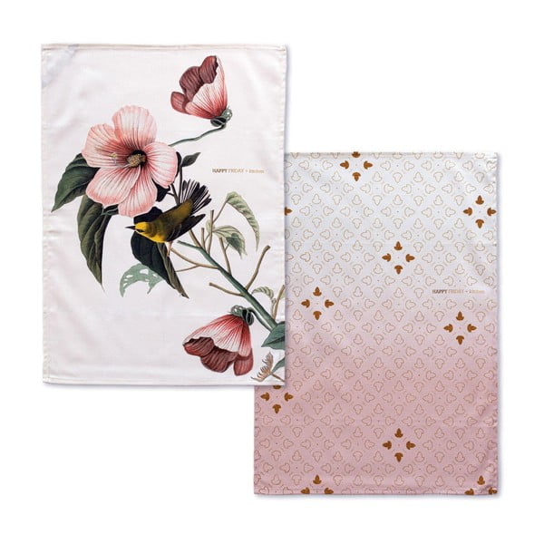 Puuvillased rätikud 2 tk komplektis 50x70 cm Blooming - Happy Friday
