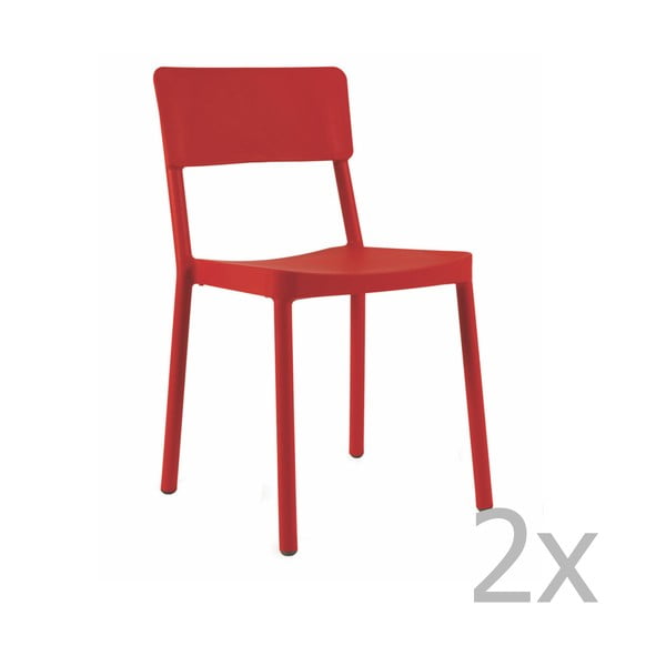 Sada 2 červených zahradních židlí Resol Lisboa