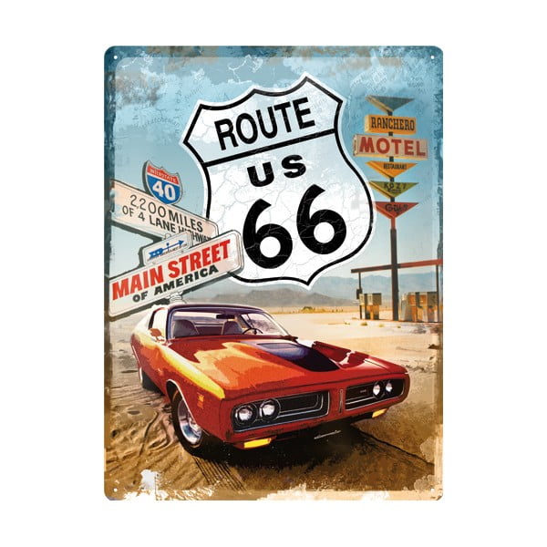 Retro plechová cedule Route 66, 30x40 cm