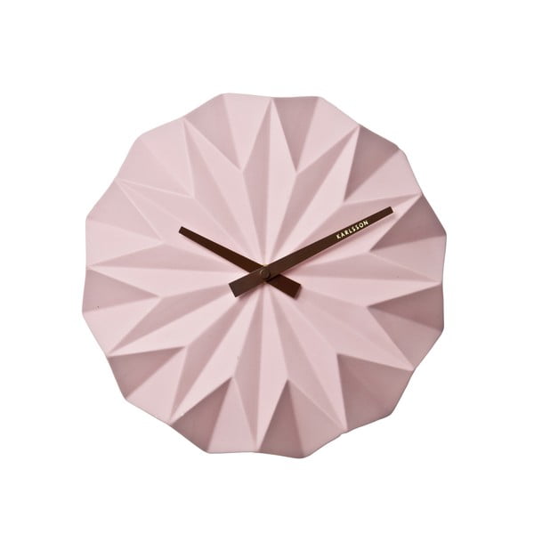 Růžové nástěnné hodiny Karlsson Origami