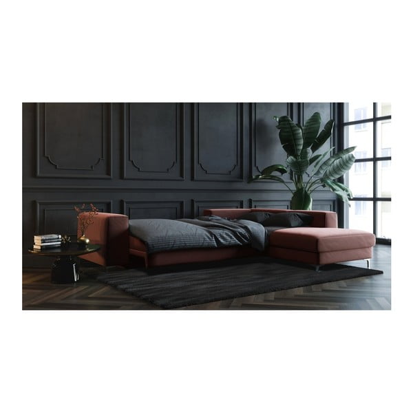 Tumeroosa sametne diivan Devichy nurgas diivanvoodi , paremas nurgas Rothe - devichy-image-4