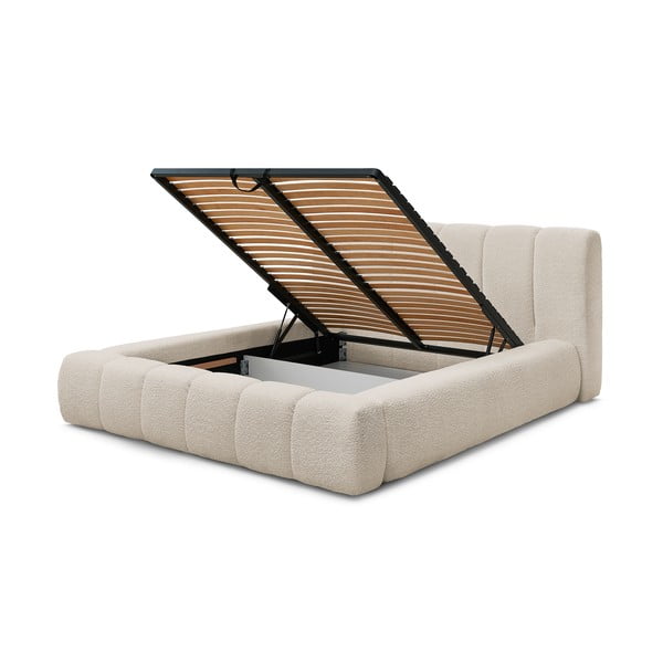 Beež polsterdatud kaheinimesevoodi koos panipaiga ja voodipõhjaga 180x200 cm Denali - Bobochic Paris-image-4