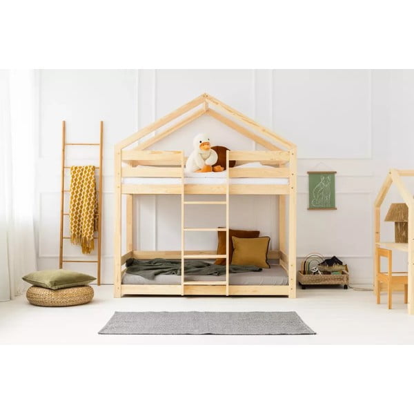 Puiduvärvi nari/majakujuline lastevoodi koos voodipõhjaga 80x160 cm DMPN – Adeko