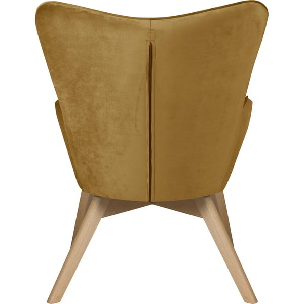 Sinepi värvi sametist tugitool koos jalatoega Niko - Ropez-image-4