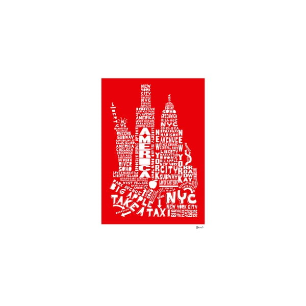 Plakát New York Red&White, 50x70 cm