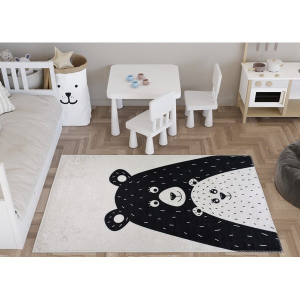 Must-valge pestav laste vaip 100x160 cm Bear Family - Vitaus-image-1