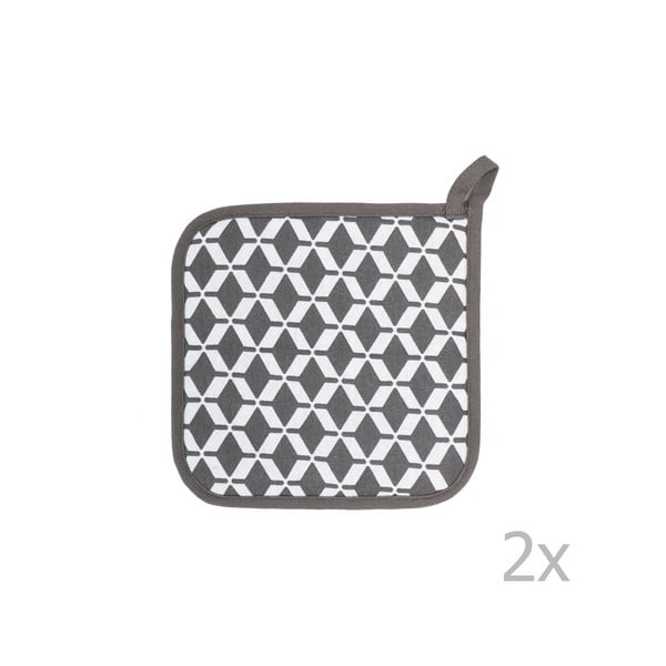 Komplekt 2 halli puuvillast potikangast, ruudukujuline Geo - Tiseco Home Studio-image-1