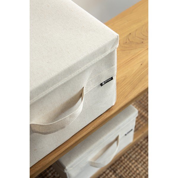 Beež tekstiilist hoiukast koos kaanega 31x41x22 cm Soft Storage Medium - Bigso-image-2