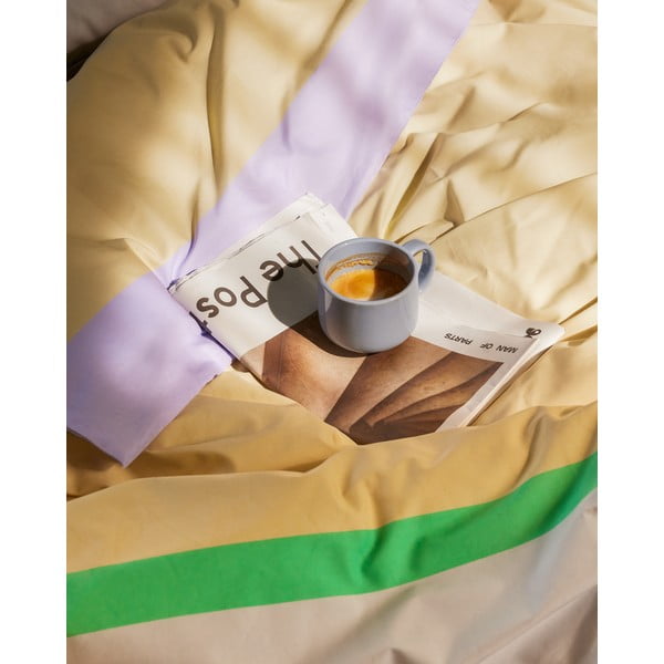 Beež-mitmevärviline laiendatud puuvillane üheinimesevoodipesu 140x220 cm Block - Hübsch-image-1