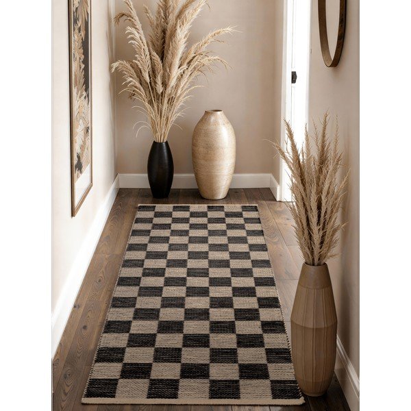 Must/kreemikas käsitsi kootud džuudiseguga jooksja 80x200 cm Rex - Hanse Home-image-1