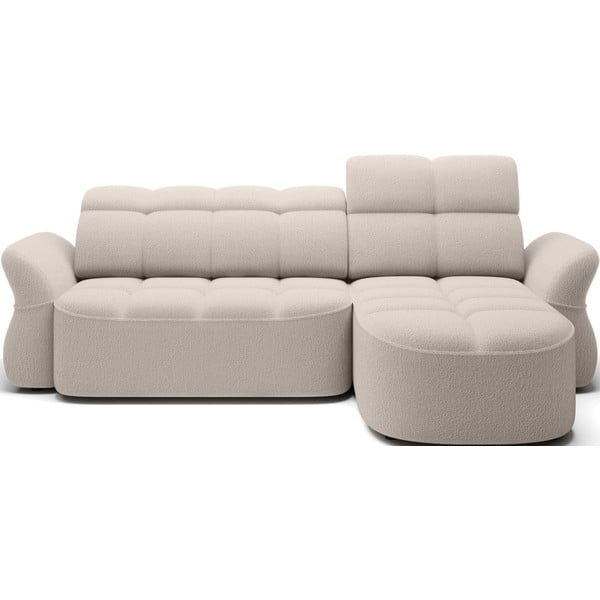 Beež bouclé-kangast lahtikäiv/sahtliga nurgadiivan (parem nurk/lamamisosaga) Beneth – ELTAP