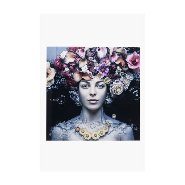 Skleněný obraz Kare Design Flower Art Lady, 80 x 80 cm