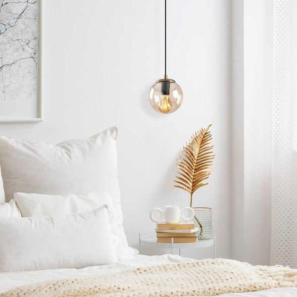 Kuldne rippvalgusti klaasist varjuga ø 15 cm Efe - Opviq lights-image-1