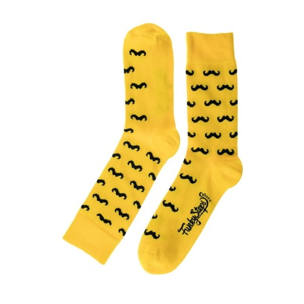 Žluté ponožky Funky Steps Mustache, velikost 39 – 45