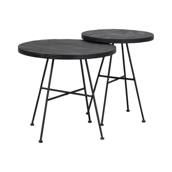 2 musta männi puidust laua komplekt, millel on männi puidust lauad Grafton - Rowico