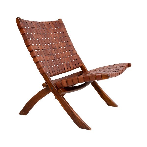 Teakpuust ja nahast kokkupandav tool Montana - House Nordic-image-2