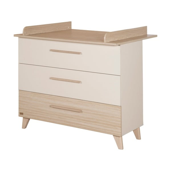 Kreem tammespoonist mähkimisalusega laste kummut 110x98x75 cm Sidney - Roba