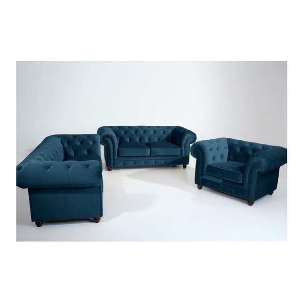 Modrá pohovka Max Winzer Orleans Velvet, 216 cm-image-1