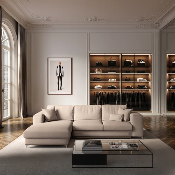 Beež sametist panipaigaga nurgadiivanvoodi (vasak nurk) Rene - Rodier-image-1