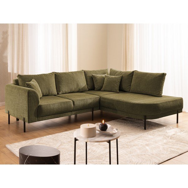 Roheline šenillist nurgadiivan (parem nurk/L-kujuline) Mauris - Ropez-image-4