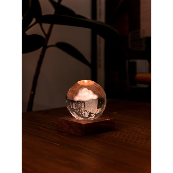 Tumepruun pähklipuidust LED dimmerdatav laualamp klaasist varjuga (kõrgus 12 cm) Amber - Gingko-image-3