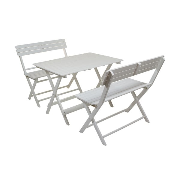 Sada 2 bílých židlí a stolu z topolového dřeva Santiago Pons