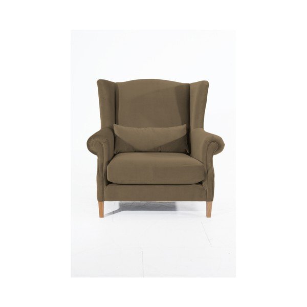 Béžové sametové křeslo ušák Max Winzer Harvey Velvet-image-1