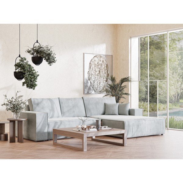 Helehall šenilldiivanvoodi/panipaigaga nurgadiivan (parem nurk/diivanvoodiga) Maze - Maison de Rêve-image-1