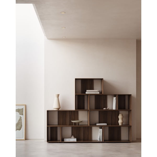 Pähklipuu dekooriga moodulriiulite süsteem 9 tk 202x114 cm Litto - Kave Home-image-1